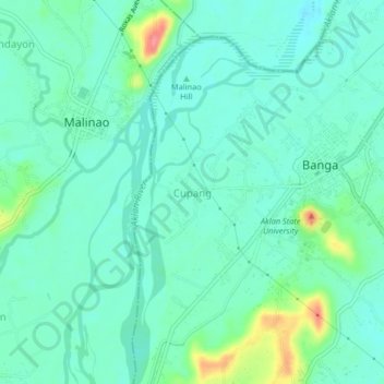 Carte topographique Cupang, altitude, relief