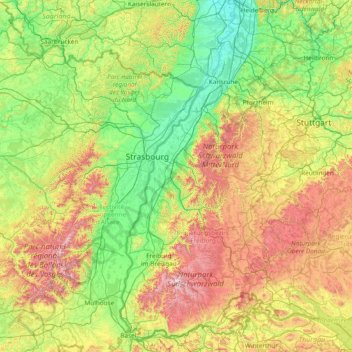 Carte topographique Ortenau, altitude, relief