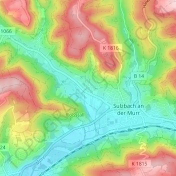 Carte topographique Lautern, altitude, relief