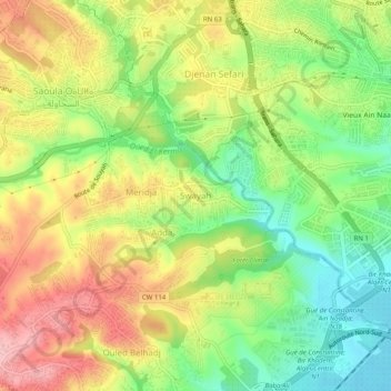 Carte topographique Swayah, altitude, relief