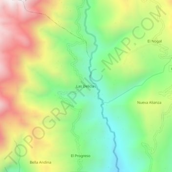 Carte topographique Las Delicias, altitude, relief
