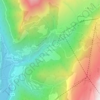 Carte topographique L'Enversin d'Oz, altitude, relief