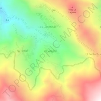Carte topographique Aguacatal, altitude, relief
