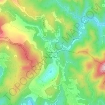 Carte topographique L'Affenadou, altitude, relief
