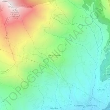 Carte topographique Santa Elisabetta, altitude, relief