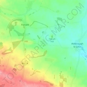 Carte topographique Stanwick St John, altitude, relief