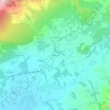 Carte topographique Les Daunis, altitude, relief