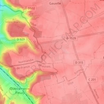 Carte topographique Digeon, altitude, relief