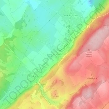 Carte topographique Bians-les-Usiers, altitude, relief
