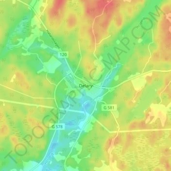 Carte topographique Delary, altitude, relief