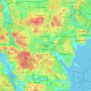 Carte topographique Täby, altitude, relief