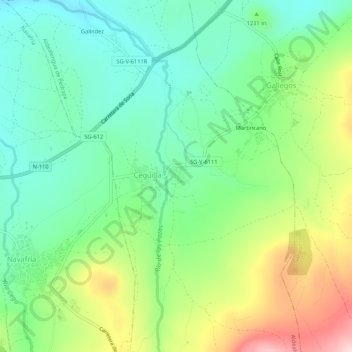 Carte topographique Cotanillo, altitude, relief
