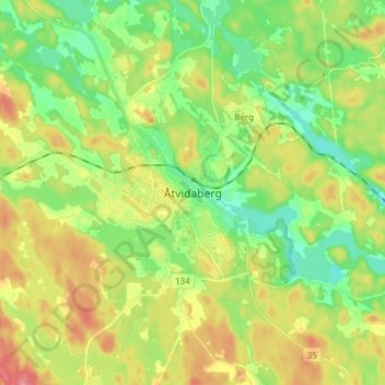 Carte topographique Åtvidaberg, altitude, relief