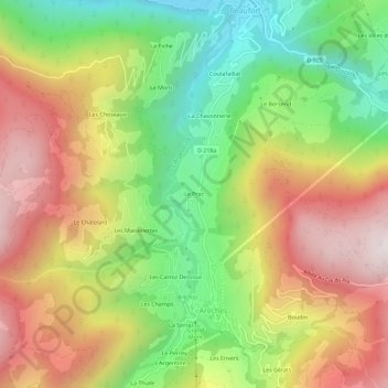 Carte topographique Le Praz, altitude, relief
