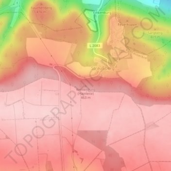 Carte topographique Wettenburg (Hainleite), altitude, relief
