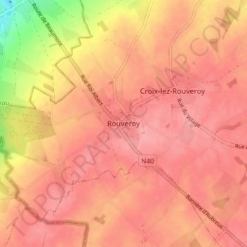 Carte topographique Rouveroy, altitude, relief