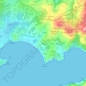 Carte topographique Curro, altitude, relief