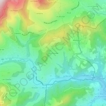 Carte topographique Mary Chevalier, altitude, relief