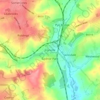 Carte topographique Ironville, altitude, relief