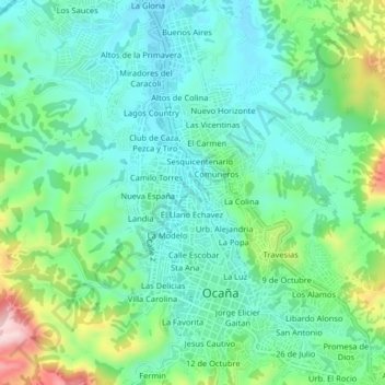 Carte topographique El Tope, altitude, relief