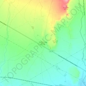 Carte topographique Plasencia del Monte, altitude, relief