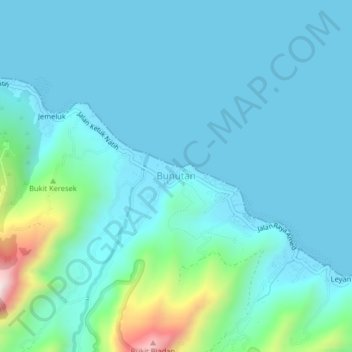 Carte topographique Bunutan, altitude, relief