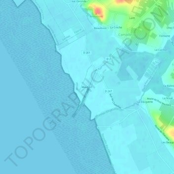 Carte topographique Maubert, altitude, relief