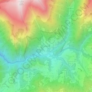 Carte topographique Zorzone, altitude, relief