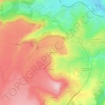 Carte topographique Mourelle, altitude, relief