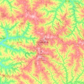 Carte topographique Umuarama, altitude, relief