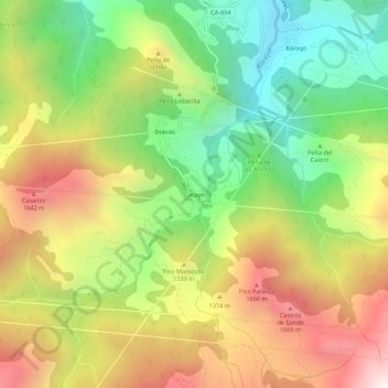 Carte topographique Cucayo, altitude, relief
