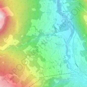 Carte topographique Parsonz, altitude, relief