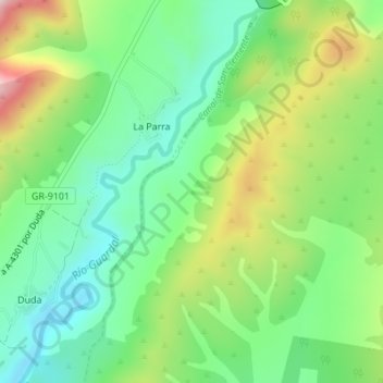 Carte topographique Guardal, altitude, relief