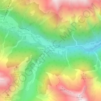 Carte topographique Fornarelli, altitude, relief