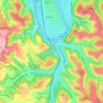 Carte topographique Combe de Payrolis, altitude, relief