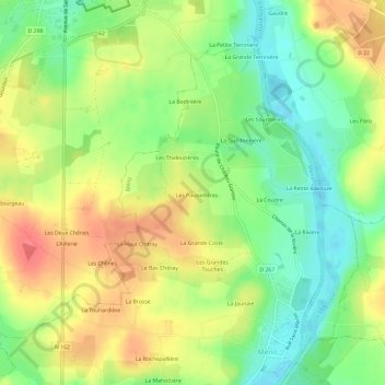 Carte topographique Le Petit Comte, altitude, relief