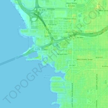 Carte topographique West View, altitude, relief