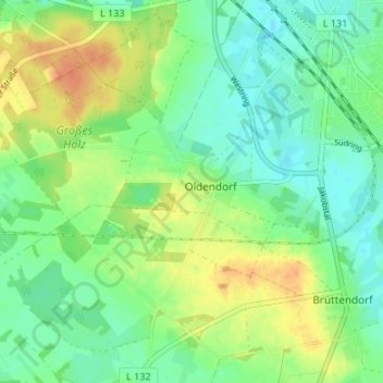 Carte topographique Oldendorf, altitude, relief