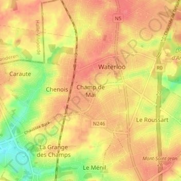 Carte topographique Champ de Mai, altitude, relief