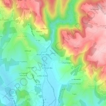 Carte topographique Ceyrat, altitude, relief
