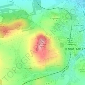 Carte topographique Hutberg, altitude, relief