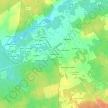 Carte topographique Le Grand Clos, altitude, relief