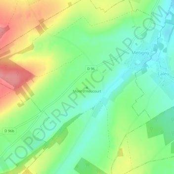 Carte topographique Mont d'Heucourt, altitude, relief