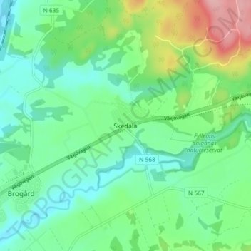 Carte topographique Skedala, altitude, relief