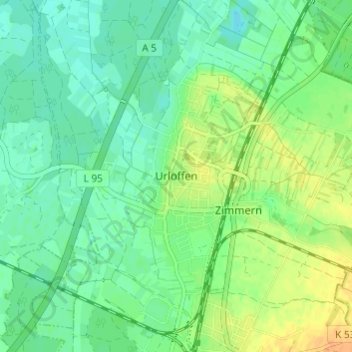 Carte topographique Urloffen, altitude, relief