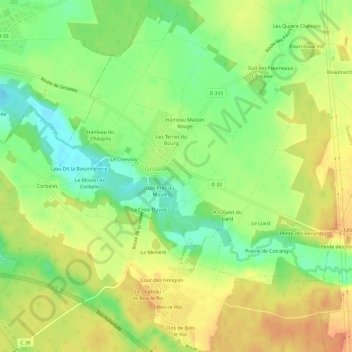 Carte topographique La Paillarderie, altitude, relief