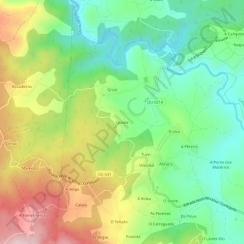 Carte topographique Quinta, altitude, relief