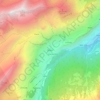 Carte topographique Planaval, altitude, relief