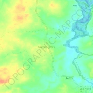 Carte topographique Quatro Bocas, altitude, relief