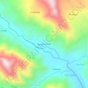 Carte topographique Nuevo Chontali, altitude, relief